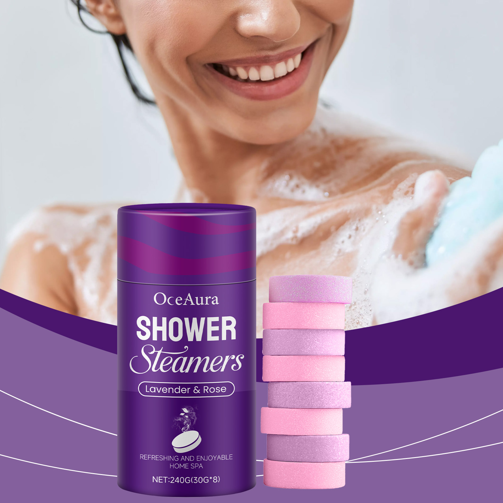 Shower Steamer Tablet - Gül Lavanta Aromaterapi Duş Tabletleri Ev